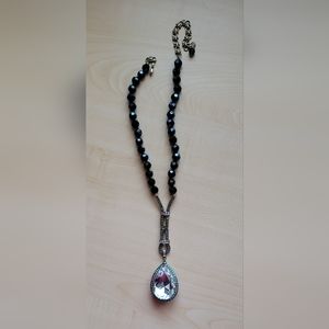 Heidi Daus Black and Clear Drop Necklace